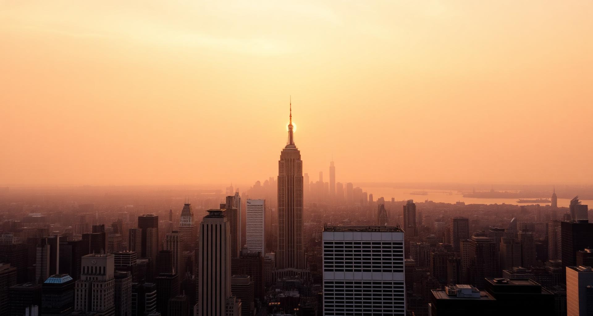 New York City skyline at sunset